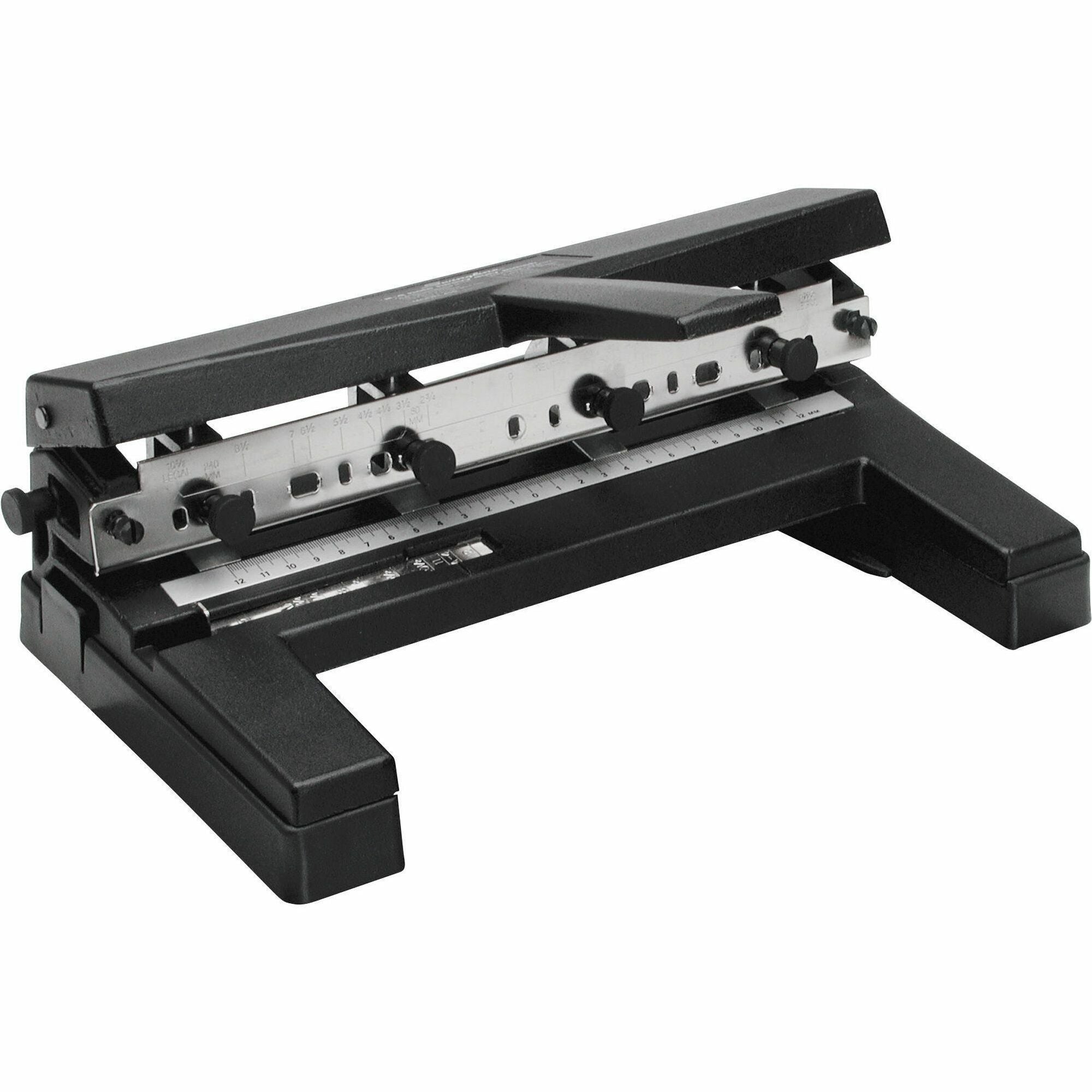 40-Sheet Heavy-Duty Two- to Four-Hole Adjustable Heavy-Duty Paper Punch, 9/32" Holes, Black
