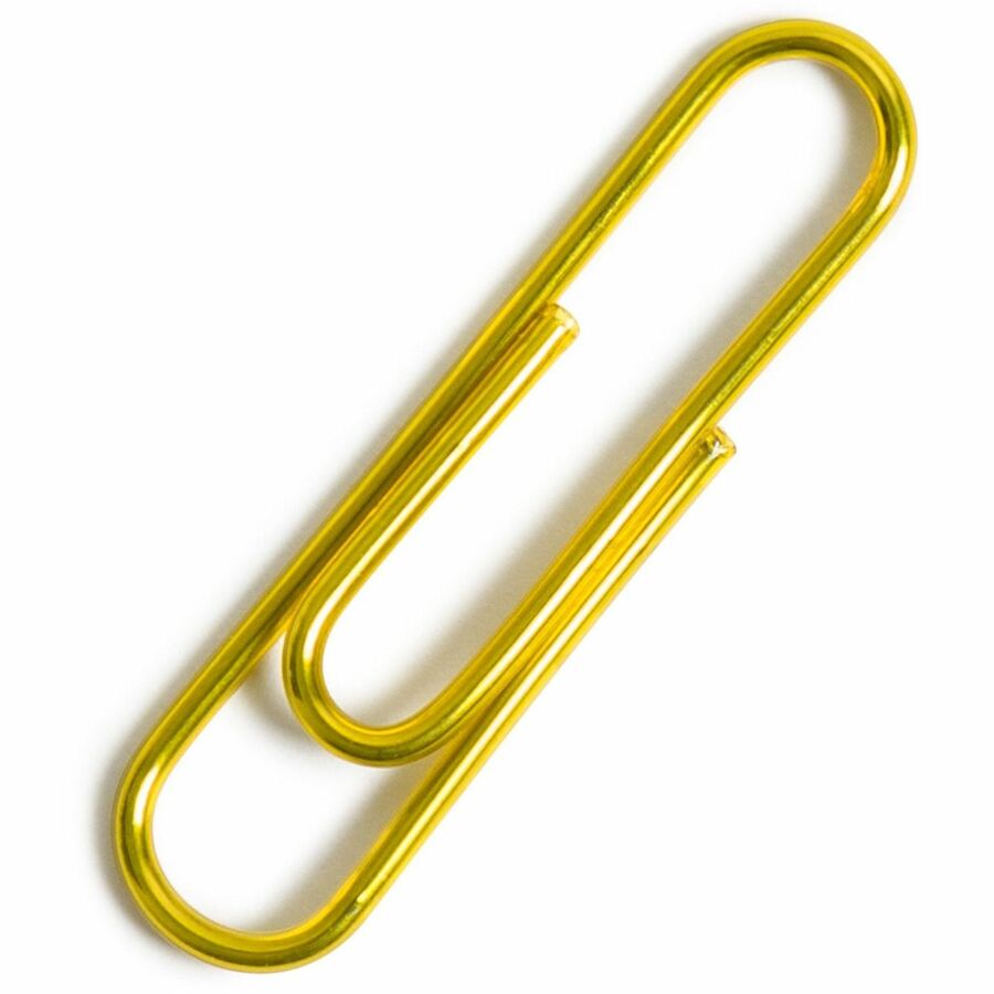 Paper Clips, Medium, Vinyl-Coated, Gold, 200 Clips/Box, 5 Boxes/Pack