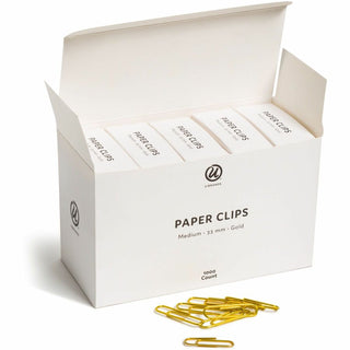 Paper Clips, Medium, Vinyl-Coated, Gold, 200 Clips/Box, 5 Boxes/Pack