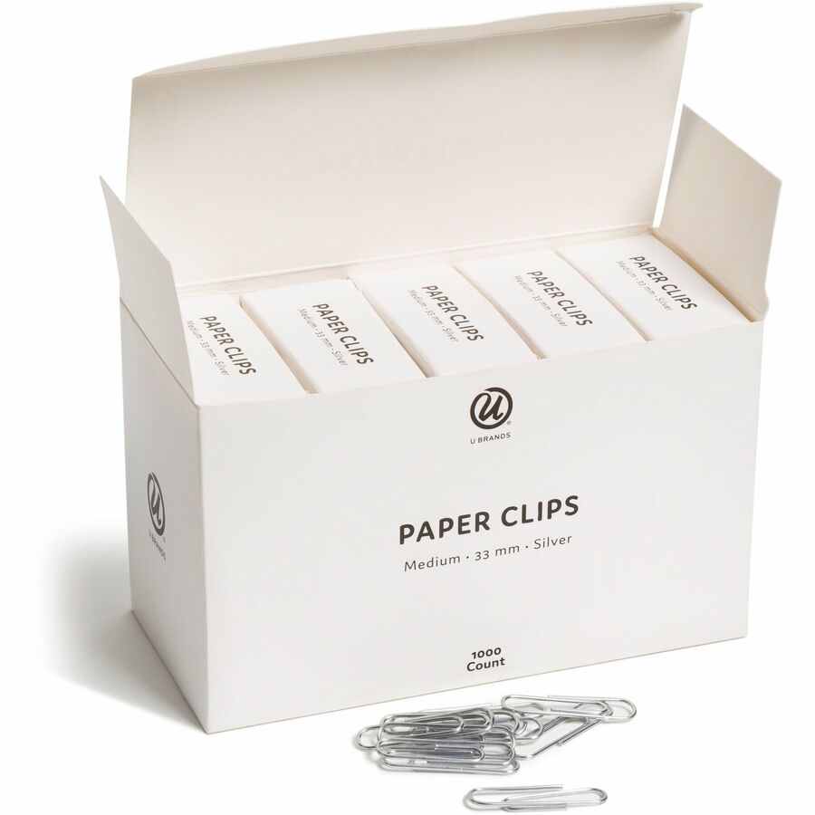 Paper Clips, Medium, Vinyl-Coated, Silver, 200 Clips/Box, 5 Boxes/Pack
