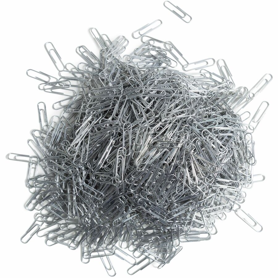 Paper Clips, Medium, Vinyl-Coated, Silver, 200 Clips/Box, 5 Boxes/Pack