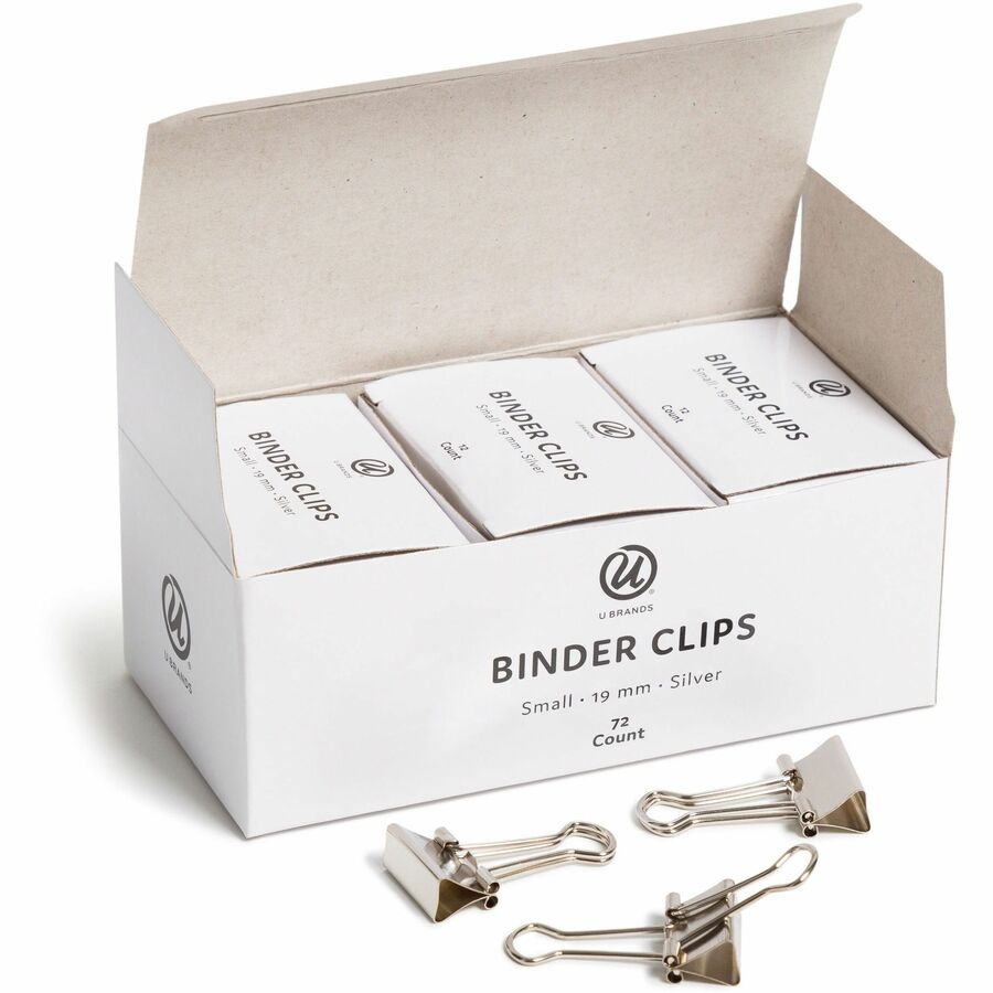 Binder Clips, Small, Silver, 72/Pack