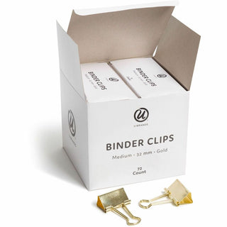 Binder Clips, Medium, Gold, 72/Pack