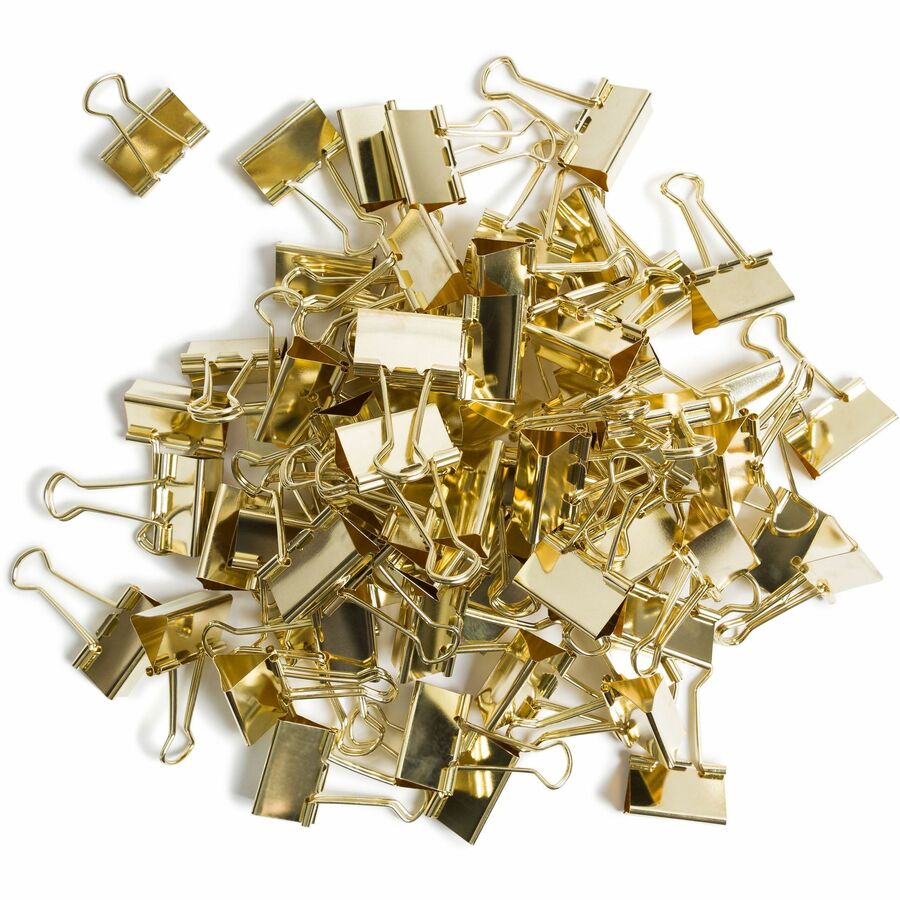Binder Clips, Medium, Gold, 72/Pack