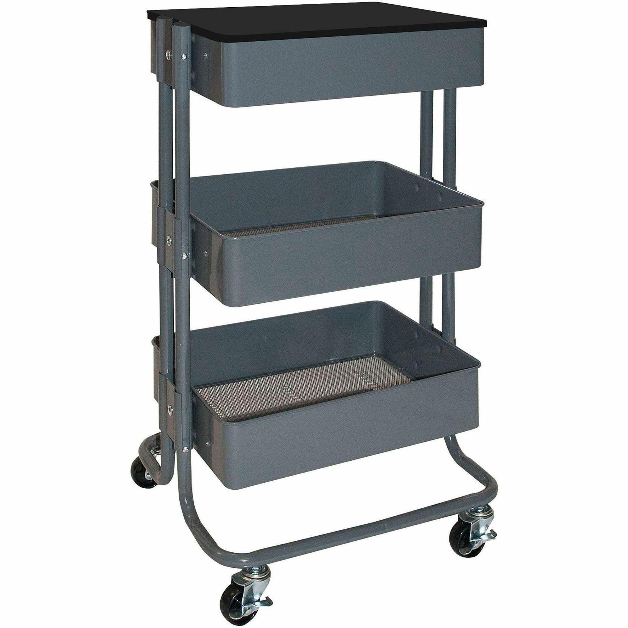 Adjustable Multi-Use Storage Cart and Stand-Up Workstation, 15.25" x 11" x 18.5" to 39", Gray