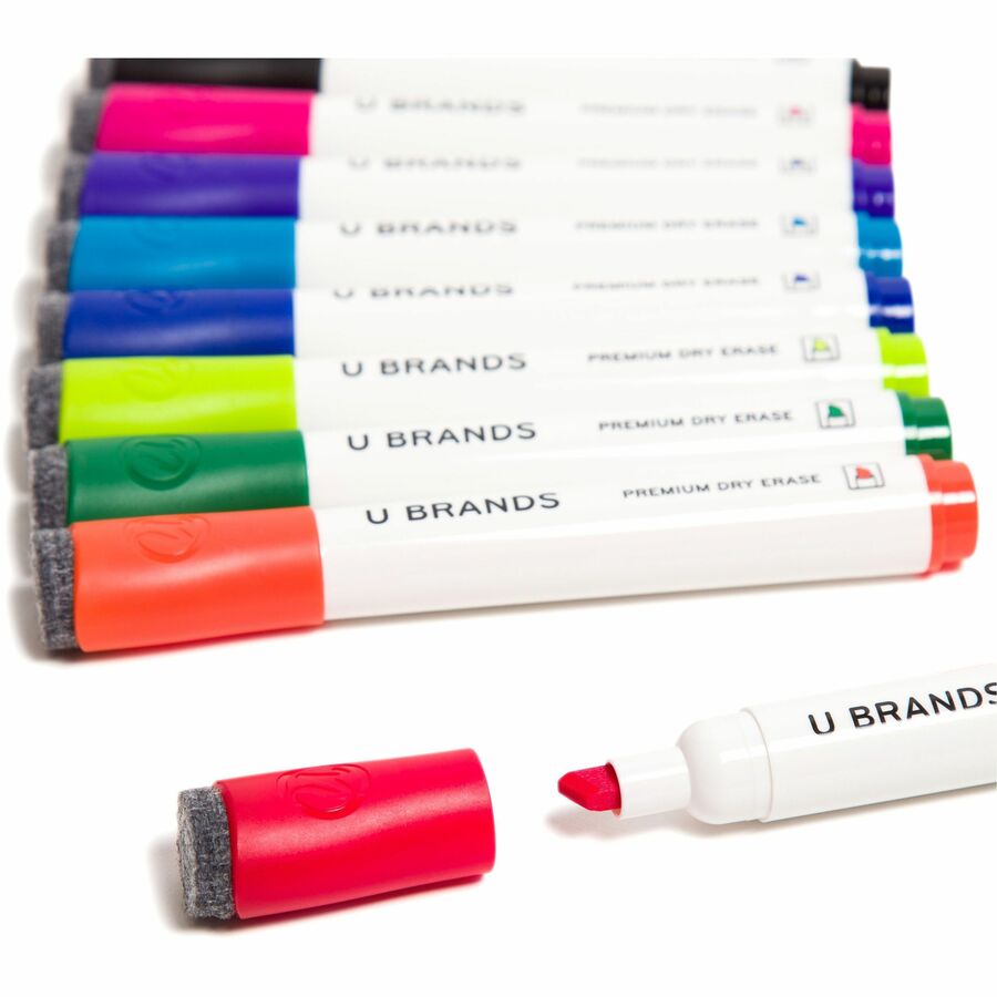 Chisel Tip Low-Odor Dry-Erase Markers with Erasers, Broad Chisel Tip, Assorted Colors, 48/Pack