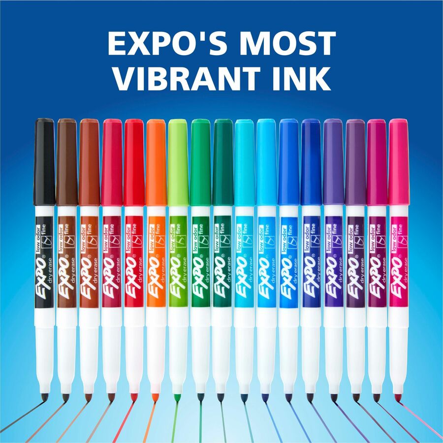 Expo Low-Odor Dry Erase Fine Tip Markers - Fine Marker Point - Assorted Alcohol Based Ink - 4 / Pack