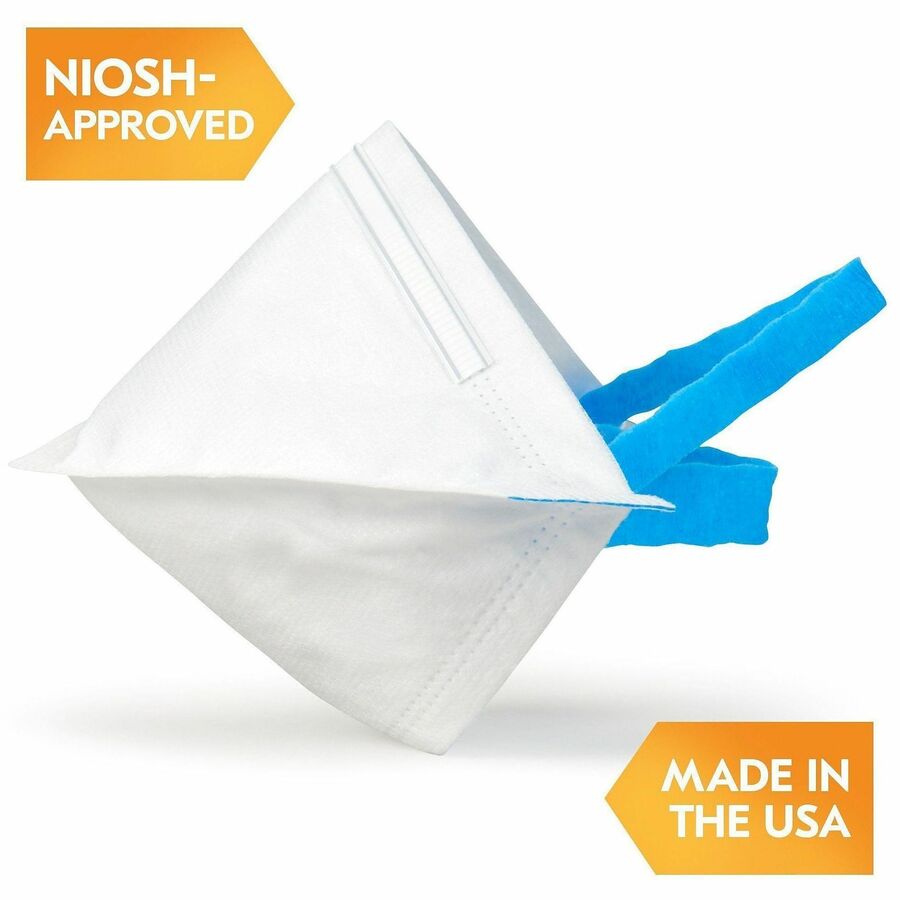 Kleenguard N95 Pouch Respirator - Recommended for: Face - Regular Size - White, Blue - Comfortable, Breathable, Adjustable Nose-piece, Lightweight, Foldable, Head Strap, Particle Filtration Efficiency (PFE) - 12 / Carton