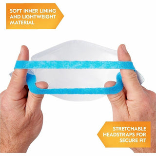 Kleenguard N95 Pouch Respirator - Recommended for: Face - Regular Size - White, Blue - Comfortable, Breathable, Adjustable Nose-piece, Lightweight, Foldable, Head Strap, Particle Filtration Efficiency (PFE) - 12 / Carton