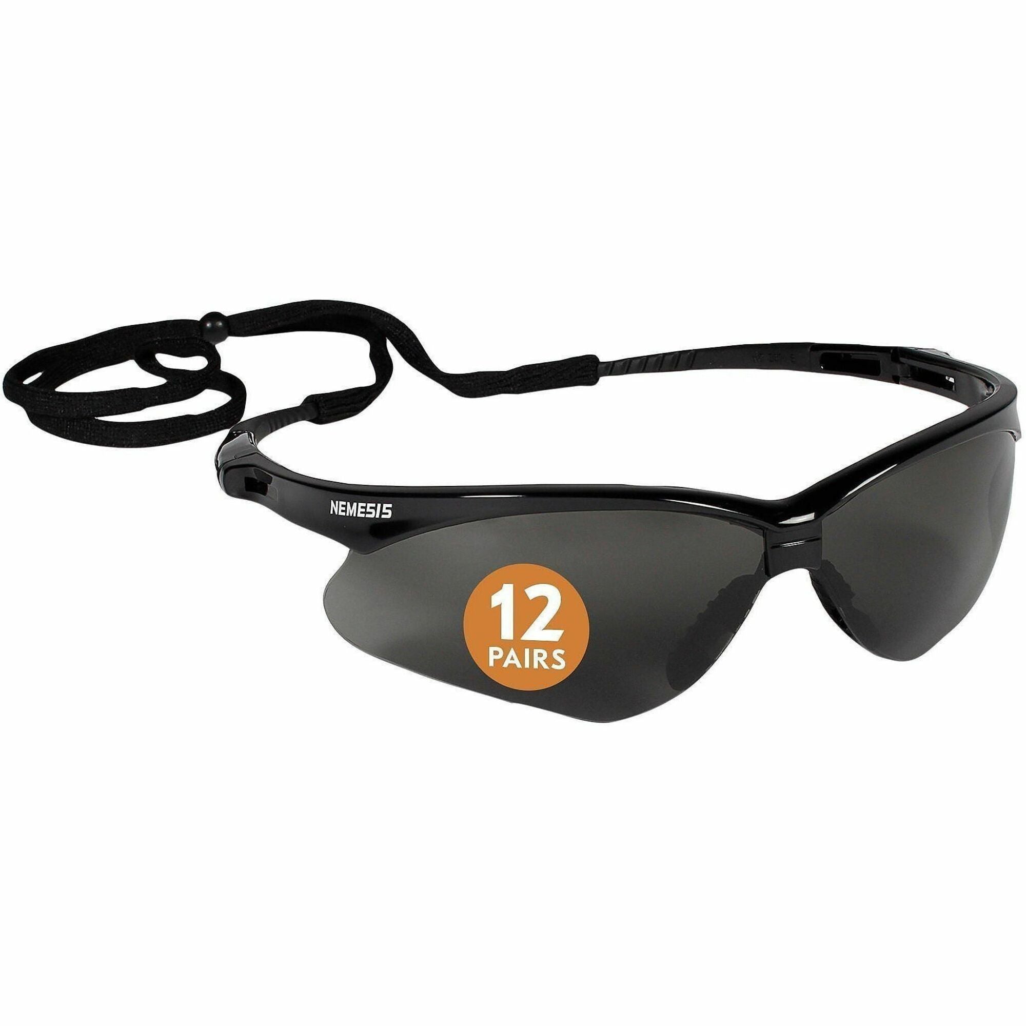 V30 Nemesis Safety Glasses, Black Frame, Smoke Anti-Fog Lens