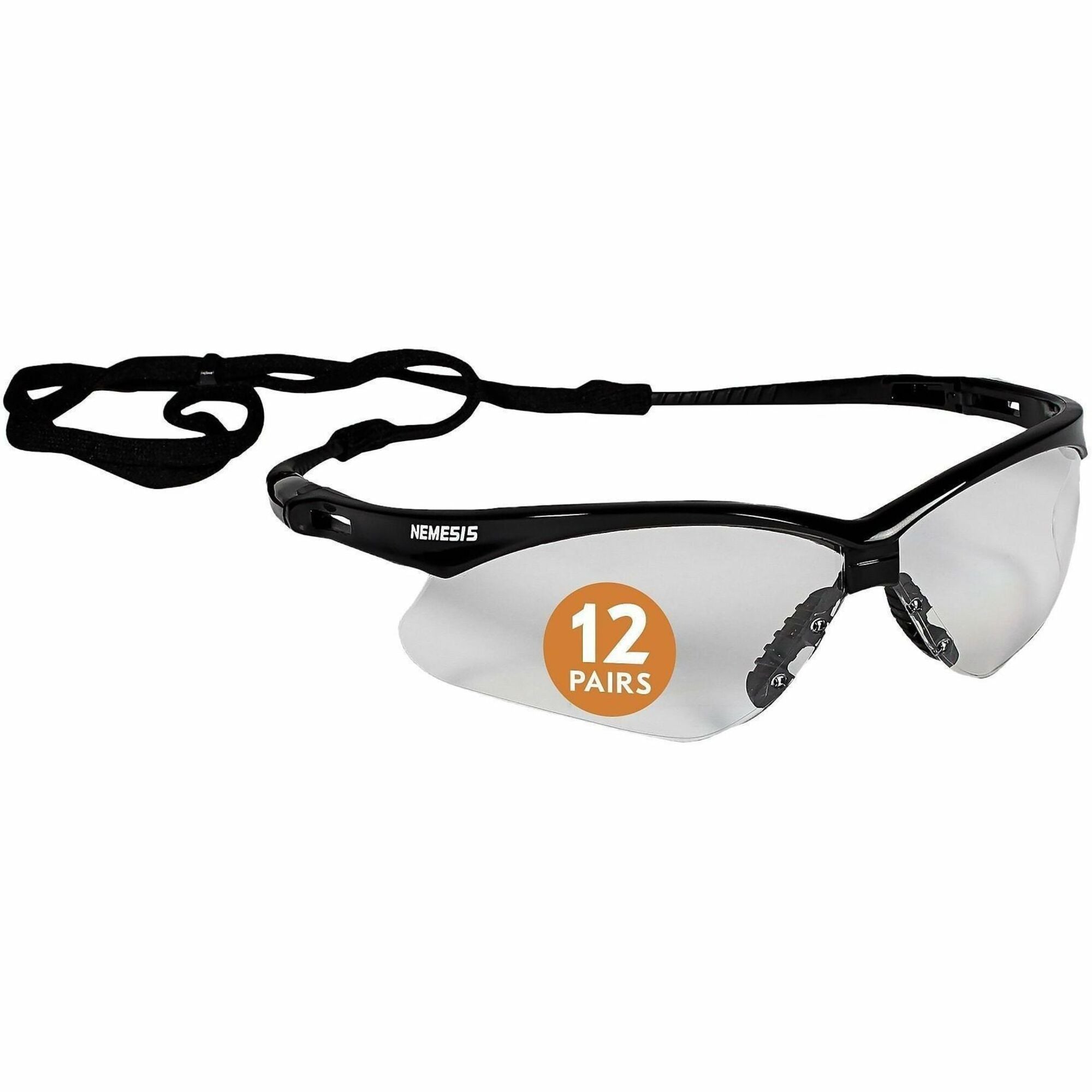 Kleenguard V30 Nemesis Safety Eyewear - Ultraviolet Protection - Clear Lens - Black Frame - Flexible, Lightweight, Comfortable, Scratch Resistant - 12 / Carton