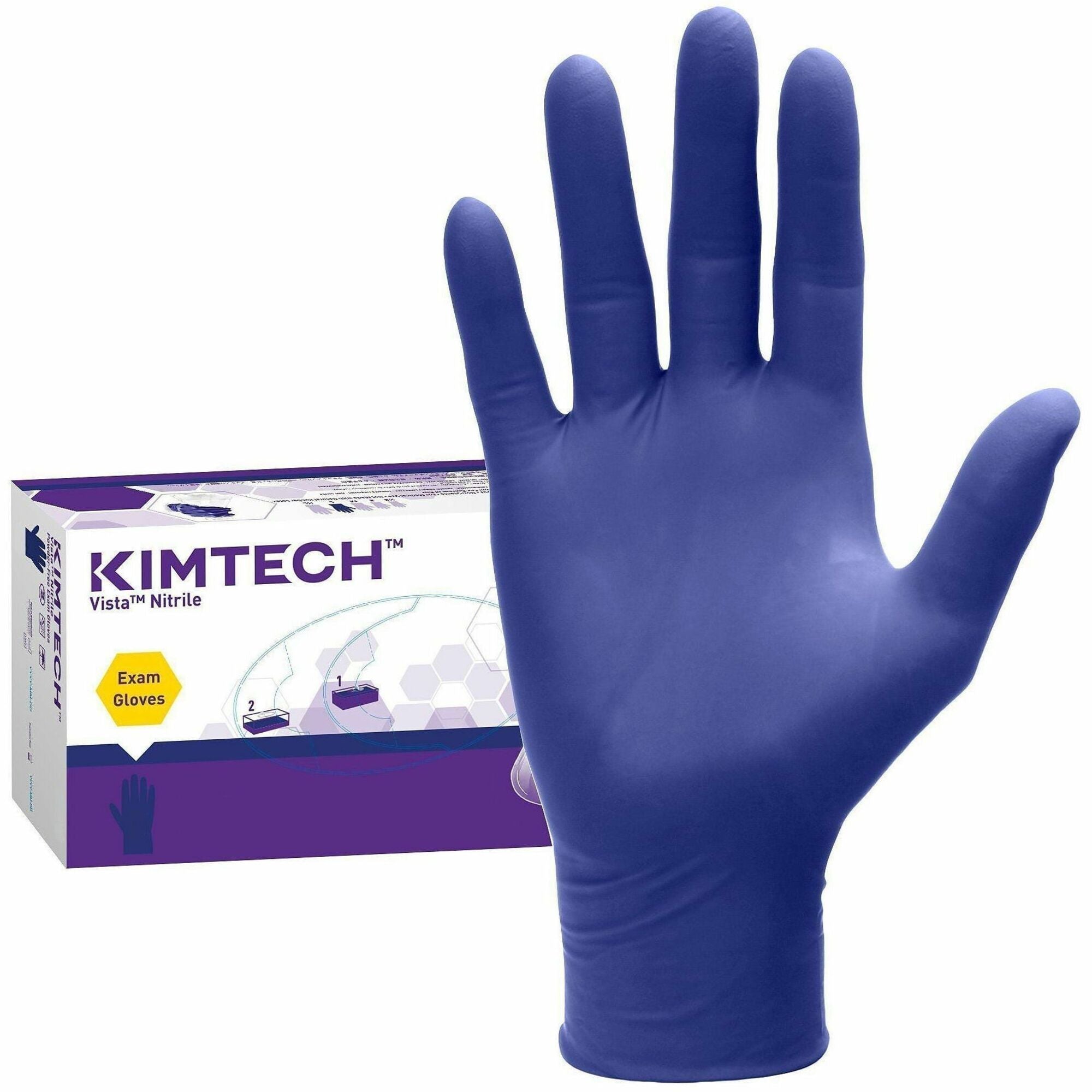 KIMTECH Vista Nitrile Exam Gloves - X-Large Size - Nitrile - Blue - Recyclable, Textured Fingertip, Powdered, Non-sterile - For Laboratory Application - 180 / Box - 4.7 mil Thickness - 9.50" Glove Length