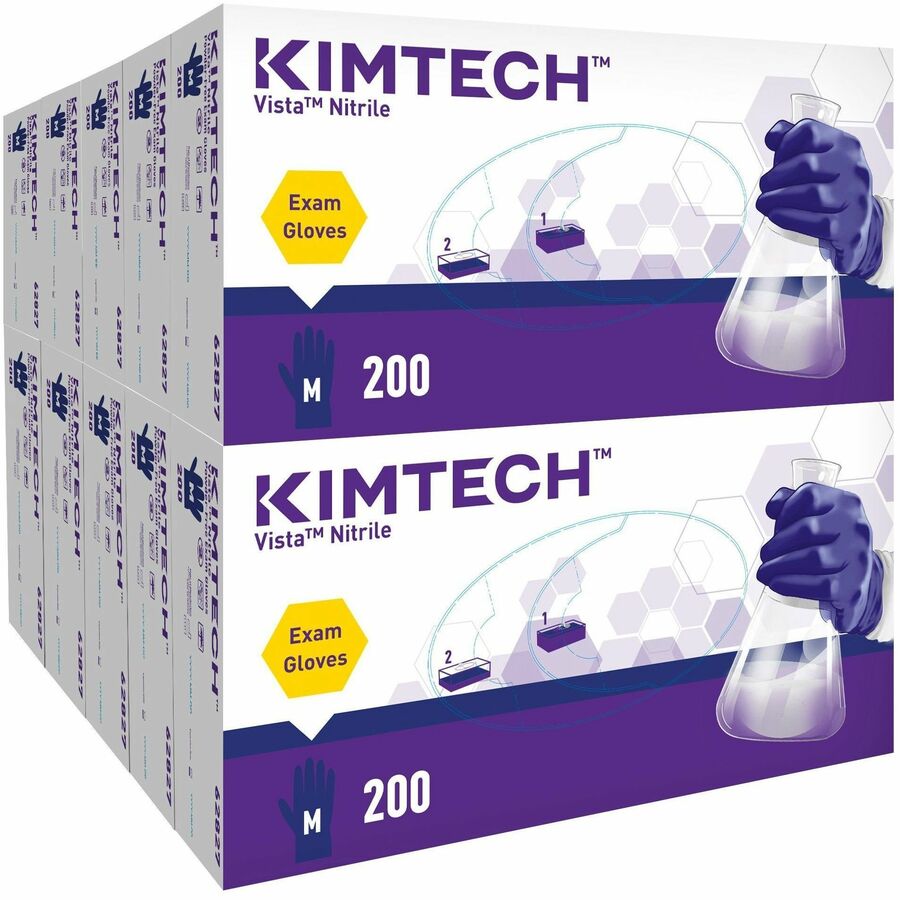 KIMTECH Vista Nitrile Exam Gloves - For Right/Left Hand - Nitrile - Purple - Recyclable, Textured Fingertip, Powdered, Non-sterile - For Laboratory Application - 200 / Box - 4.7 mil Thickness - 9.50" Glove Length
