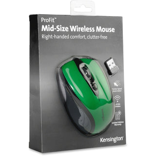 Pro Fit Mid-Size Wireless Mouse, 2.4 GHz Frequency/30 ft Wireless Range, Right Hand Use, Emerald Green