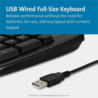 Pro Fit USB Washable Keyboard, 104 Keys, Black