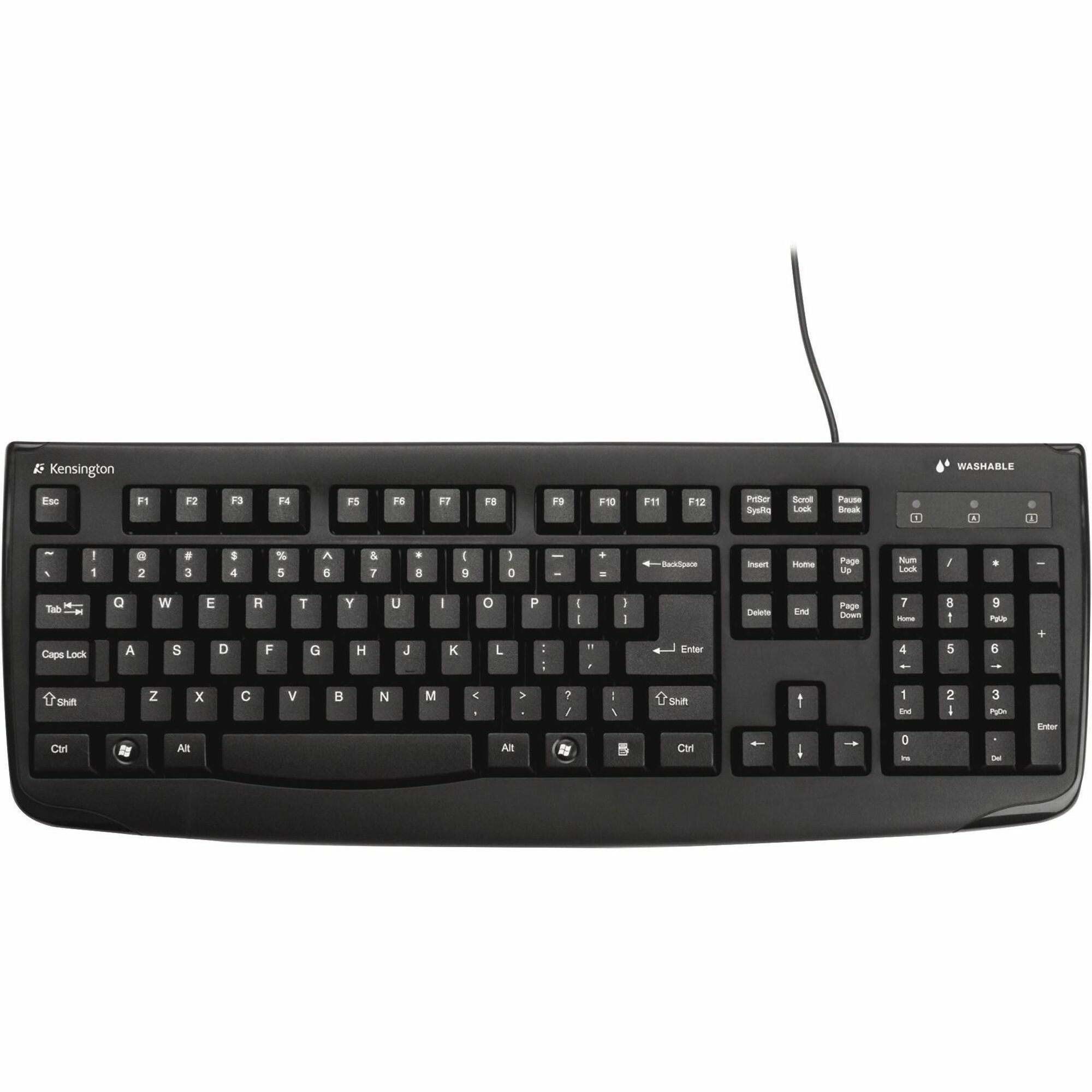 Pro Fit USB Washable Keyboard, 104 Keys, Black