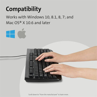 Pro Fit USB Washable Keyboard, 104 Keys, Black