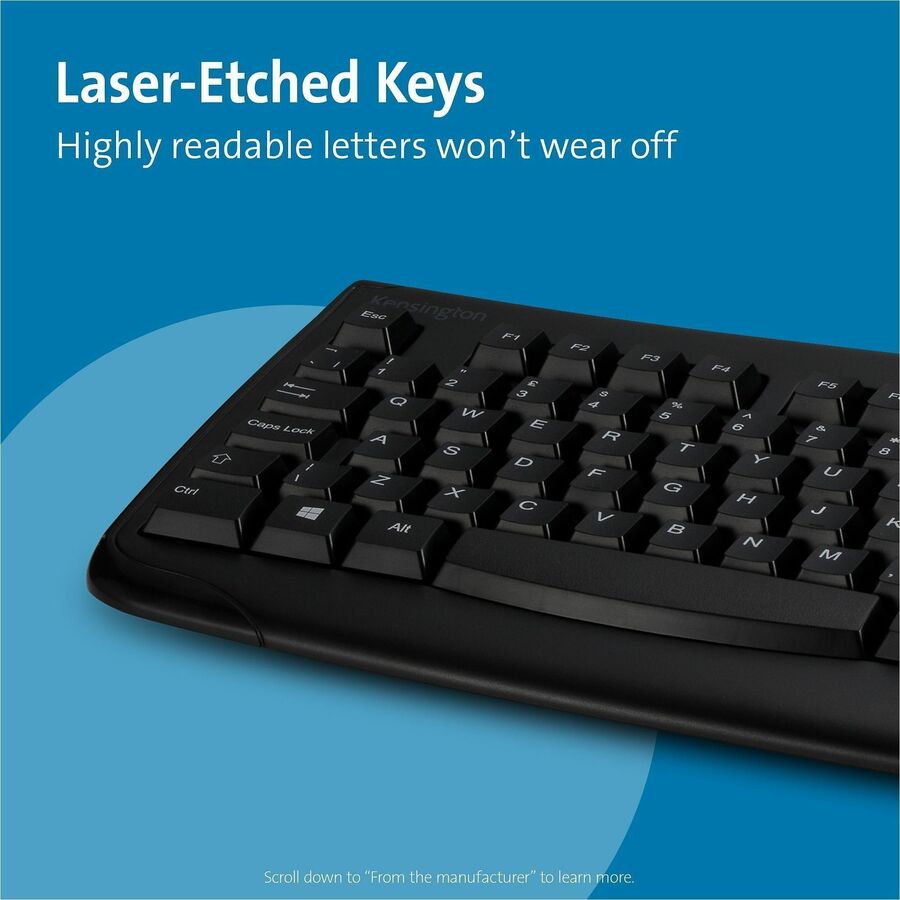 Pro Fit USB Washable Keyboard, 104 Keys, Black