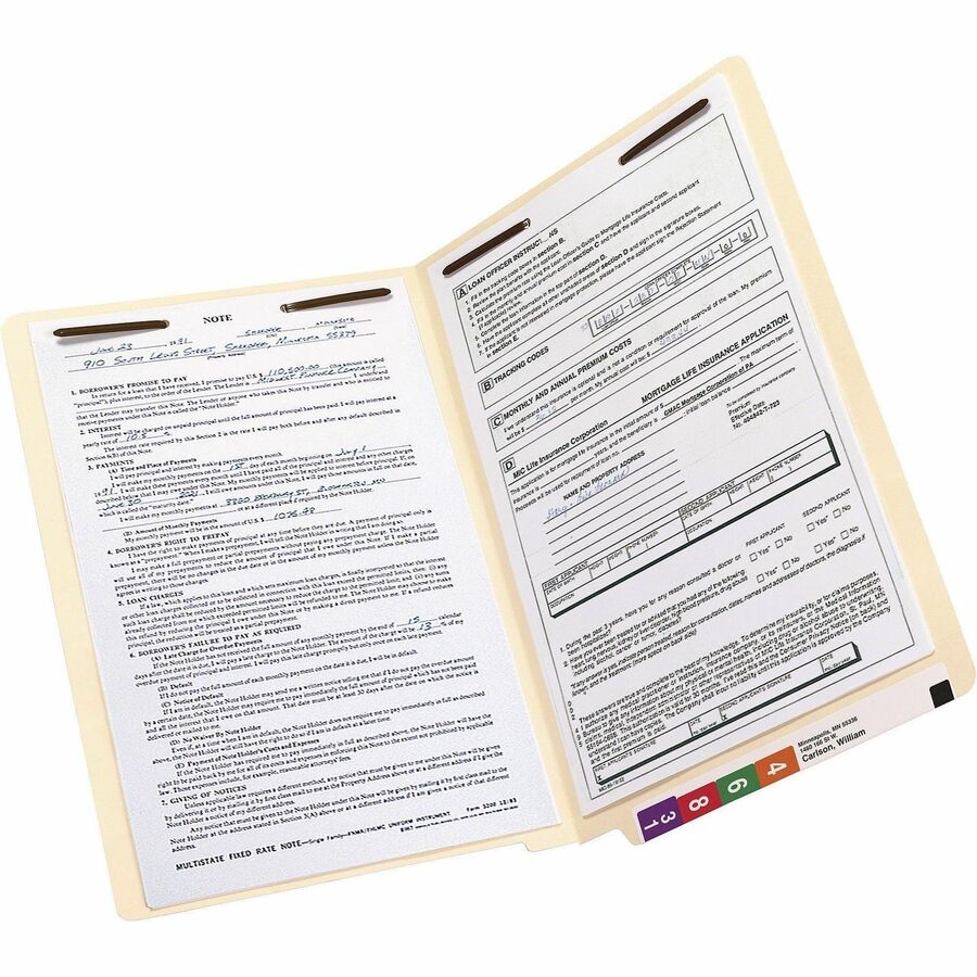End Tab Fastener Folders with Reinforced Straight Tabs, 11-pt Manila, 2 Fasteners, Legal Size, Manila Exterior, 50/Box
