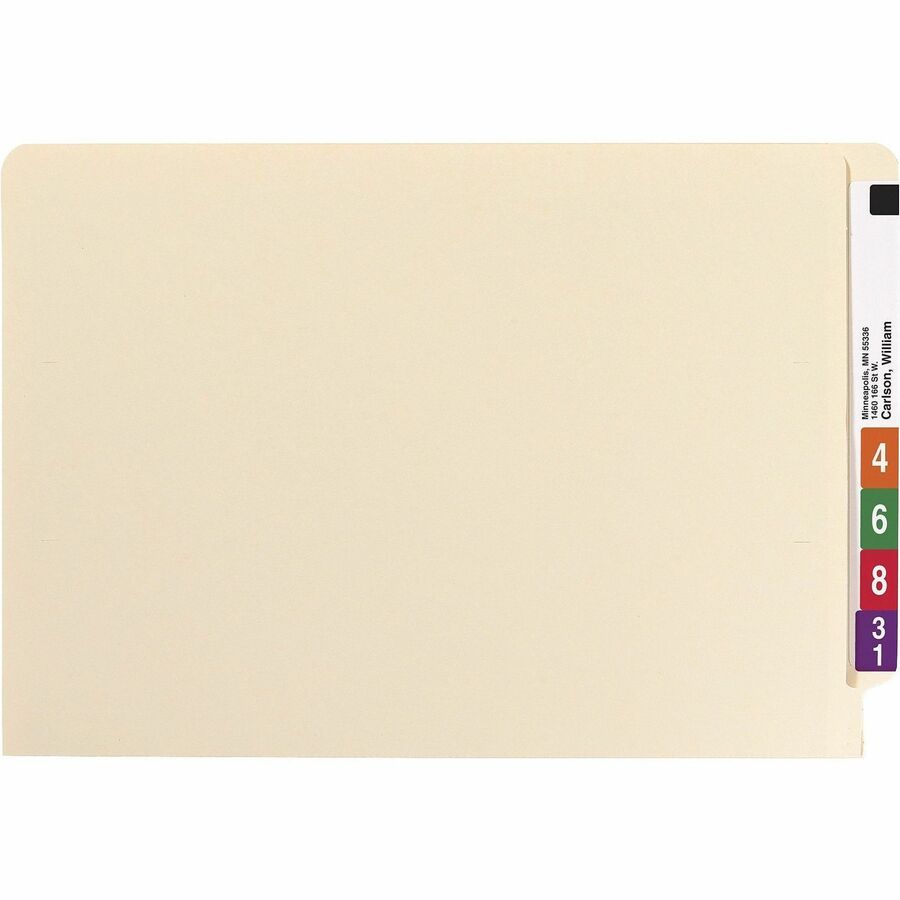 End Tab Fastener Folders with Reinforced Straight Tabs, 11-pt Manila, 2 Fasteners, Legal Size, Manila Exterior, 50/Box