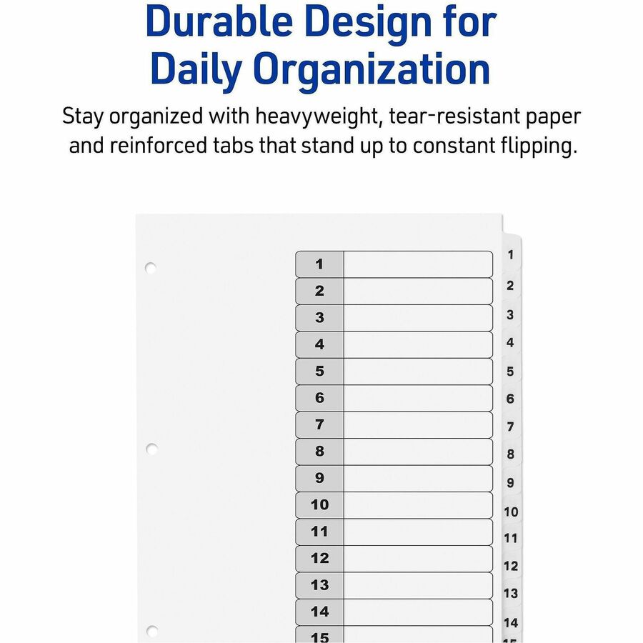 Customizable TOC Ready Index Black and White Dividers, 15-Tab, 1 to 15, 11 x 8.5, 1 Set