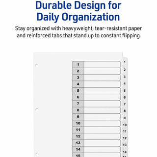 Customizable TOC Ready Index Black and White Dividers, 15-Tab, 1 to 15, 11 x 8.5, 1 Set