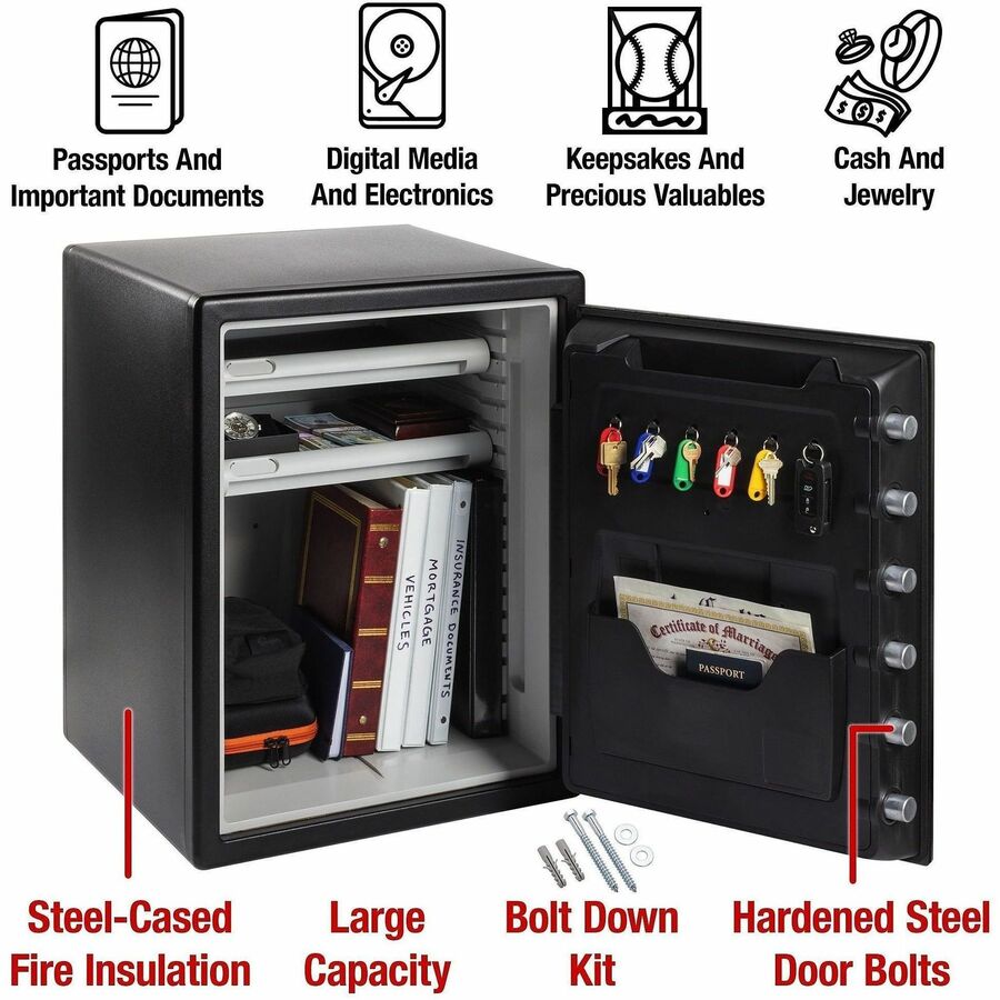 Fire-Safe with Digital Keypad Access, 2 cu ft, 18.67w x 19.38d x 23.88h, Black