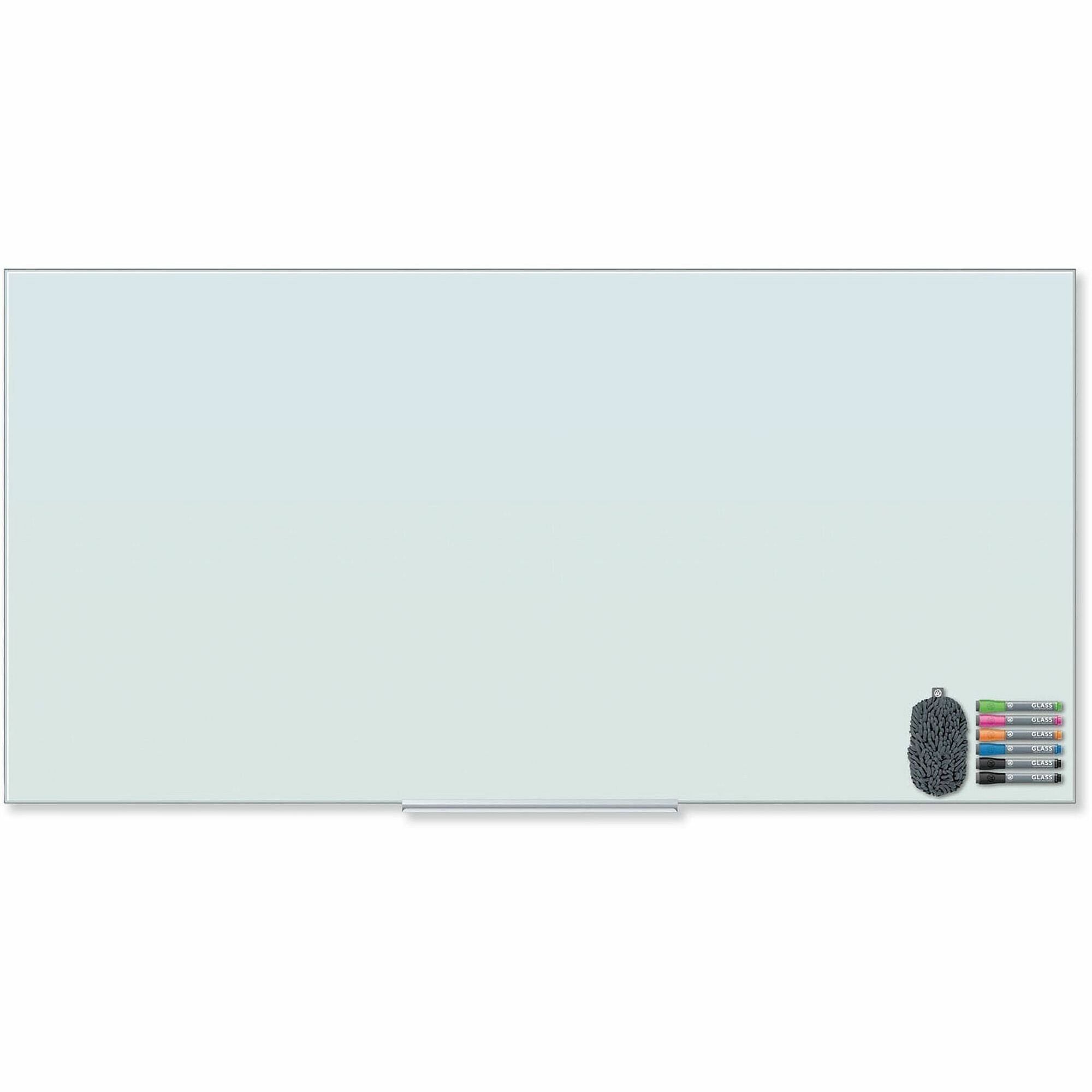 Floating Glass Dry Erase Board, 70 x 35, White