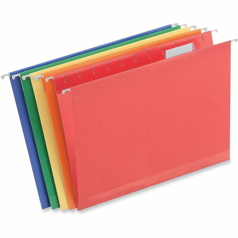 Deluxe Reinforced Recycled Hanging File Folders, Letter Size, 1/5-Cut Tabs, Assorted, 25/Box