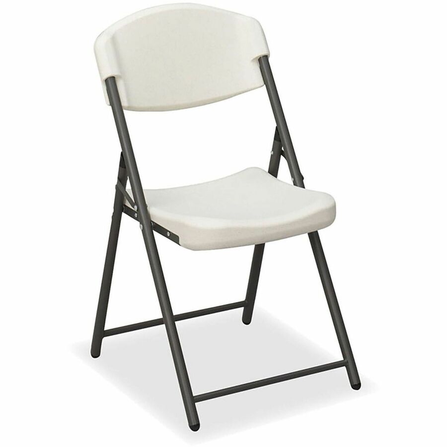 Rough n Ready Commercial Folding Chair, Supports Up to 350lb, 18" Seat Height, Platinum Granite Seat/Back, Black Base, 4/Pack