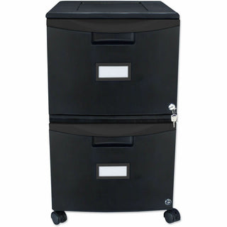 Two-Drawer Mobile Filing Cabinet, 2 Legal/Letter-Size File Drawers, Black, 14.75" x 18.25" x 26