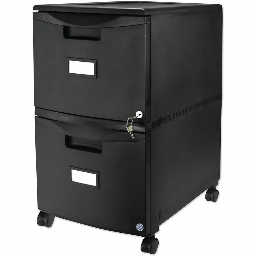 Two-Drawer Mobile Filing Cabinet, 2 Legal/Letter-Size File Drawers, Black, 14.75" x 18.25" x 26