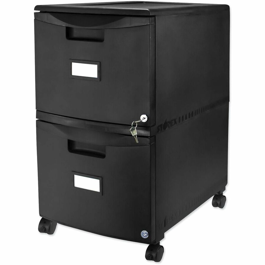 Two-Drawer Mobile Filing Cabinet, 2 Legal/Letter-Size File Drawers, Black, 14.75" x 18.25" x 26