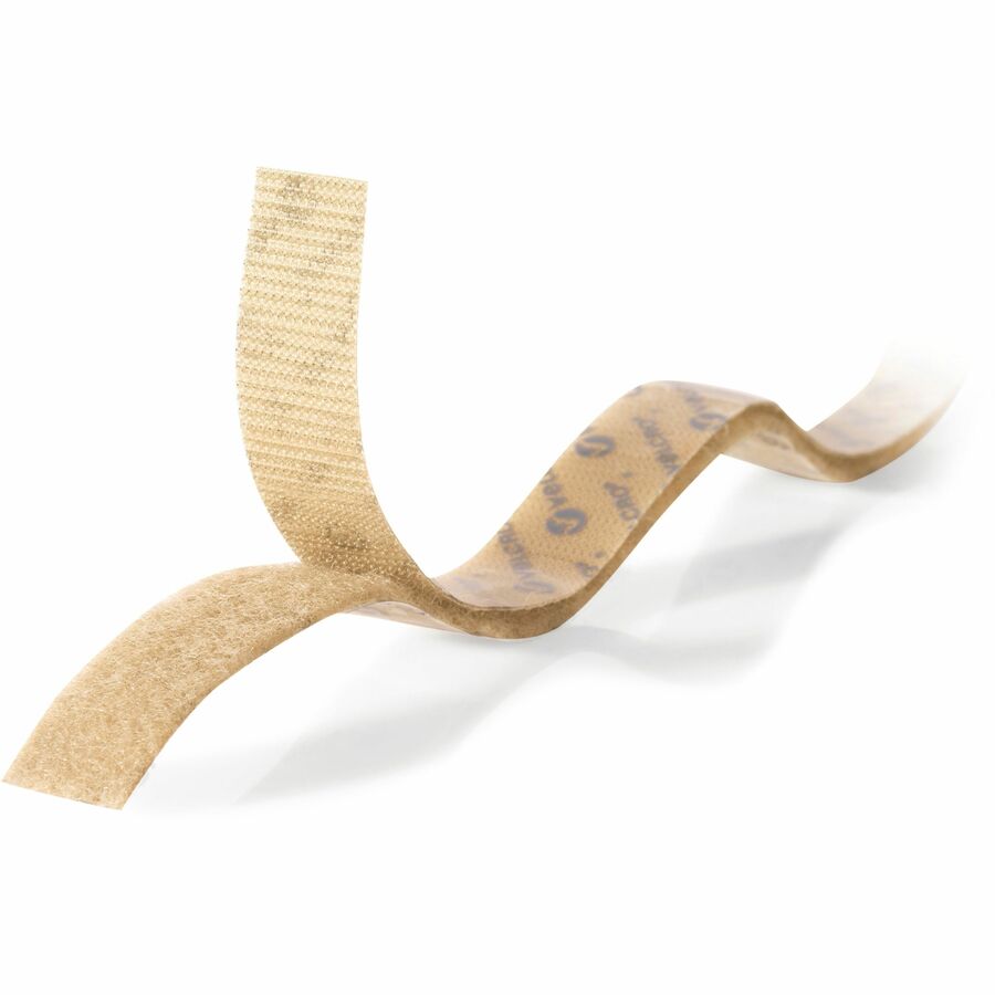 Sticky-Back Fasteners with Dispenser, Removable Adhesive, 0.75" x 15 ft, Beige