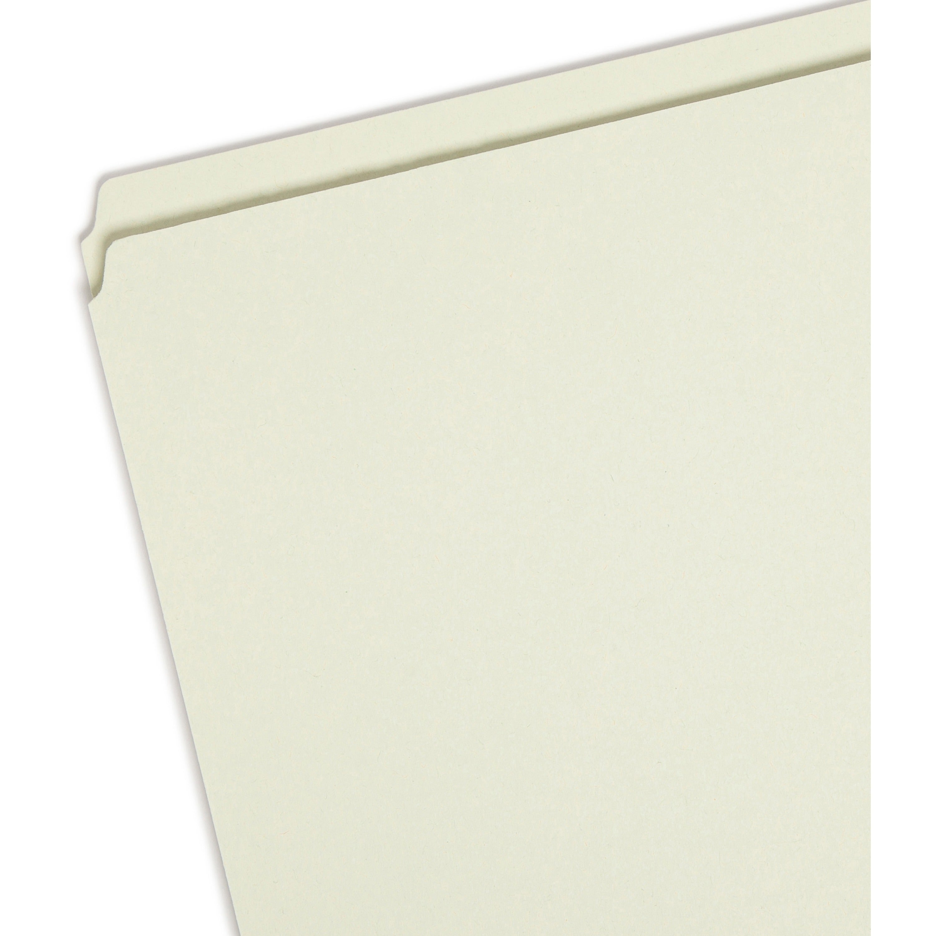 Smead Straight Tab Cut Letter Recycled Top Tab File Folder - 1" Folder Capacity - 8 1/2" x 11" - 1" Expansion - Pressboard - Gray, Green - 100% Recycled - 25 / Box - 