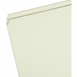 Smead Straight Tab Cut Letter Recycled Top Tab File Folder - 1" Folder Capacity - 8 1/2" x 11" - 1" Expansion - Pressboard - Gray, Green - 100% Recycled - 25 / Box