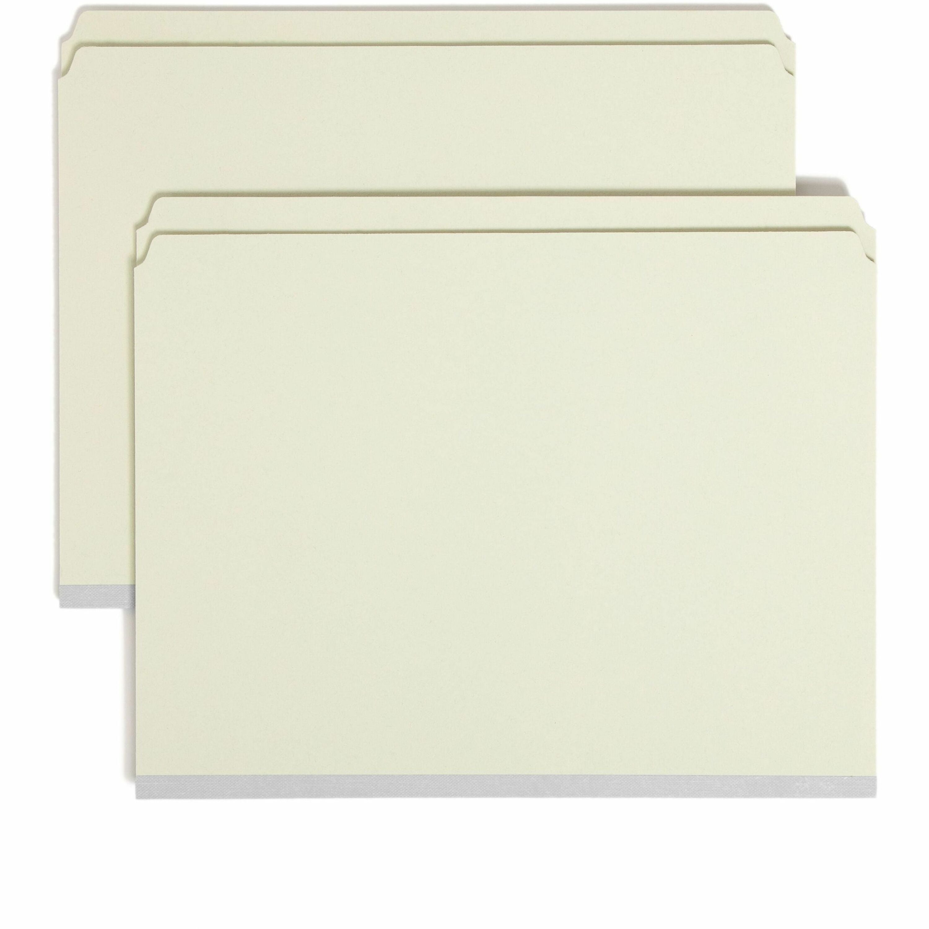 Smead Straight Tab Cut Letter Recycled Top Tab File Folder - 1" Folder Capacity - 8 1/2" x 11" - 1" Expansion - Pressboard - Gray, Green - 100% Recycled - 25 / Box