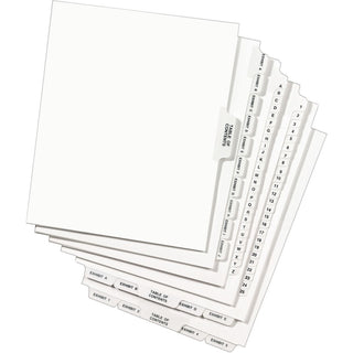 Preprinted Legal Exhibit Side Tab Index Dividers, Avery Style, 25-Tab, 1 to 25, 11 x 8.5, White, 1 Set