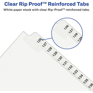 Preprinted Legal Exhibit Side Tab Index Dividers, Avery Style, 25-Tab, 1 to 25, 11 x 8.5, White, 1 Set