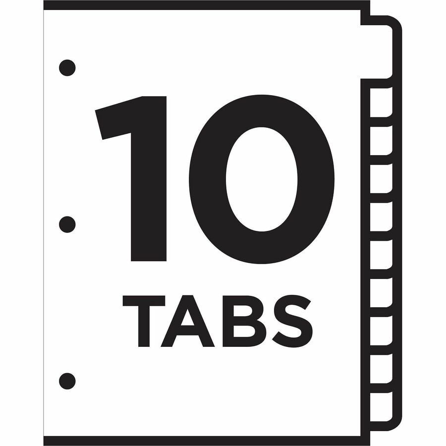 Customizable TOC Ready Index Multicolor Tab Dividers, 10-Tab, 1 to 10, 11 x 8.5, White, Traditional Color Tabs, 1 Set