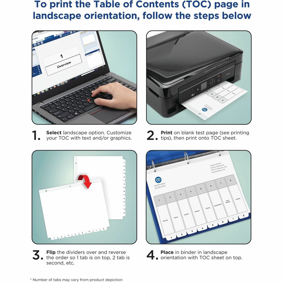 Customizable TOC Ready Index Black and White Dividers, 10-Tab, 1 to 10, 11 x 8.5, 1 Set