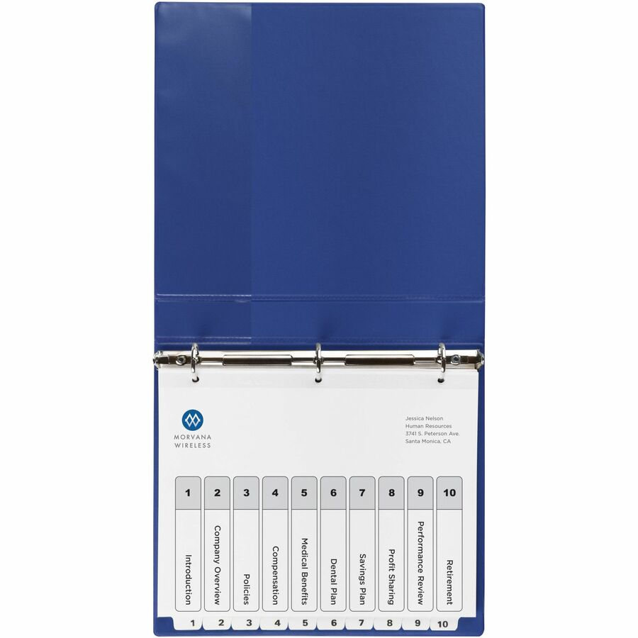 Customizable TOC Ready Index Black and White Dividers, 10-Tab, 1 to 10, 11 x 8.5, 1 Set