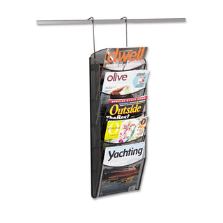 Onyx Mesh Literature Rack, Five Compartments, 10.25w x 3.5d x 28.33h, Black