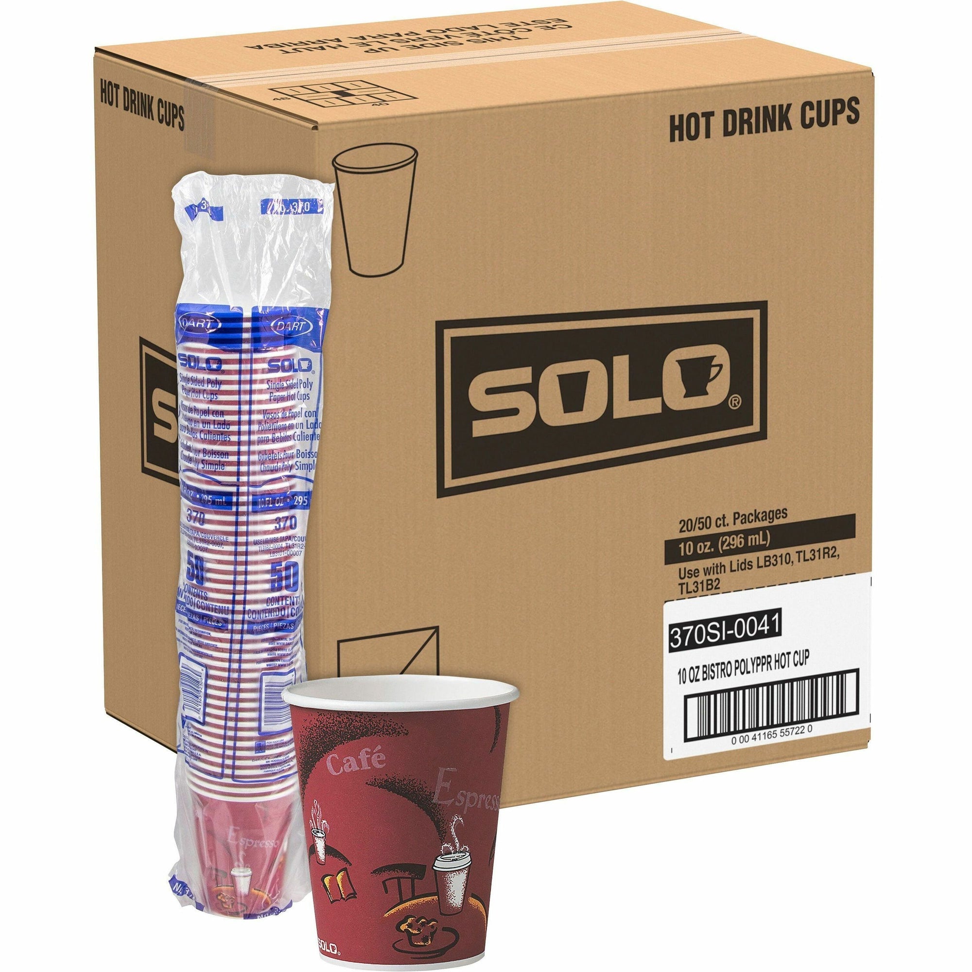 Solo 10 oz Bistro Design Disposable Paper Cups - 50 / Pack - 20 / Carton - Multi - Paper - Beverage, Hot Drink, Cold Drink, Coffee, Tea, Cocoa