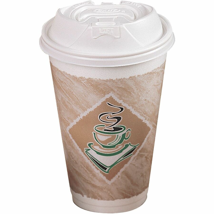 Dart 16 oz Cafe G Design Insulated Foam Cups - 25 / Bag - 40 / Carton - White - Foam - Cold Drink, Hot Drink