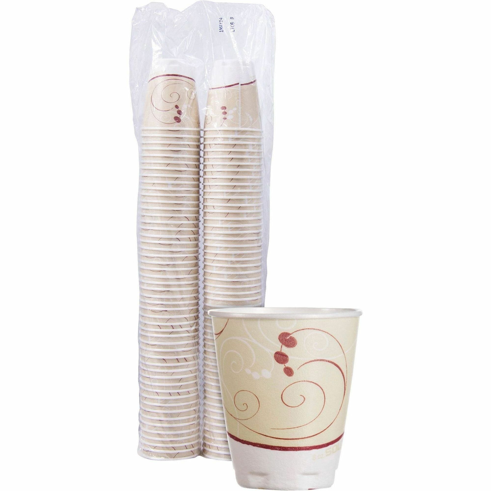 Trophy Plus Dual Temperature Insulated Cups in Symphony Design, 8 oz, Beige, 100/Pack