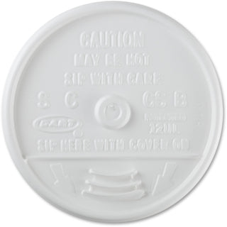 Sip Thru Lids, Fits 10 oz to 14 oz Foam Cups, Plastic, White, 100/Pack, 10 Packs/Carton