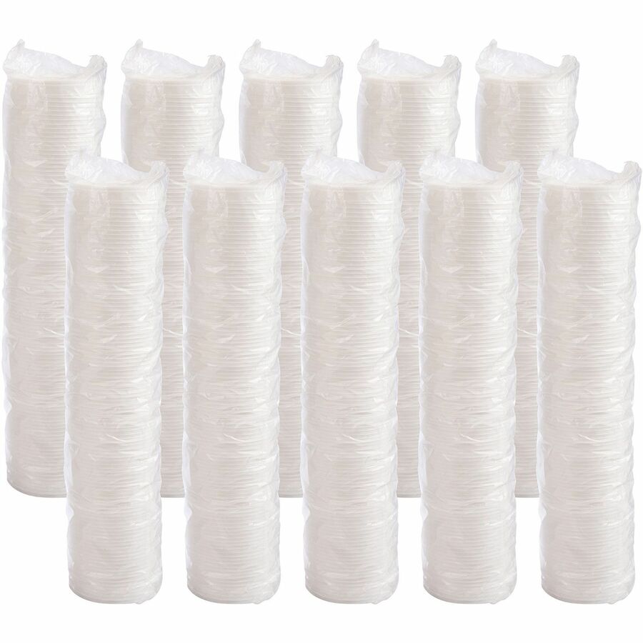 Sip Thru Lids, Fits 10 oz to 14 oz Foam Cups, Plastic, White, 100/Pack, 10 Packs/Carton