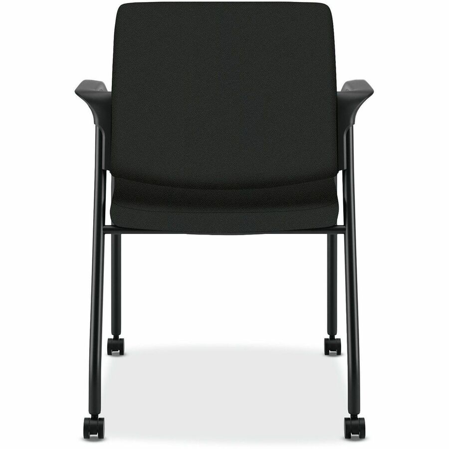 Ignition 2.0 4-Way Stretch Mesh Back Mobile Stacking Chair, Supports 300 lb, 18" Seat Height, Black Seat/Back, Black Base