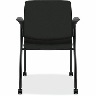 Ignition 2.0 4-Way Stretch Mesh Back Mobile Stacking Chair, Supports 300 lb, 18" Seat Height, Black Seat/Back, Black Base